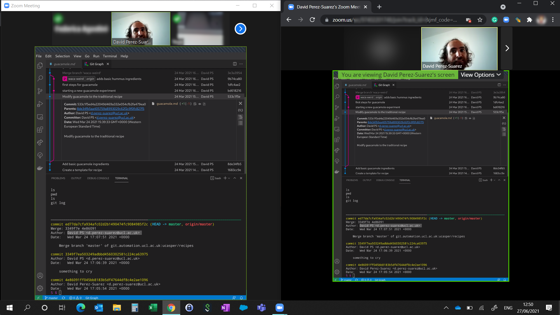 Connecting from Windows, desktop application on the left vs Chrome on the right